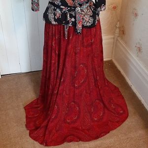 Vintage red paisley long maxi skirt.